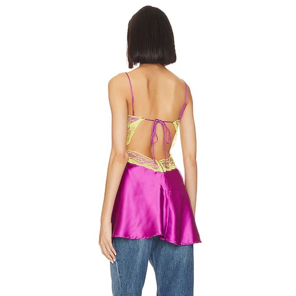 NWT More to come Kyla Mini Dress Orchid purple lace slip lingerie Revolve XS - Picture 6 of 12